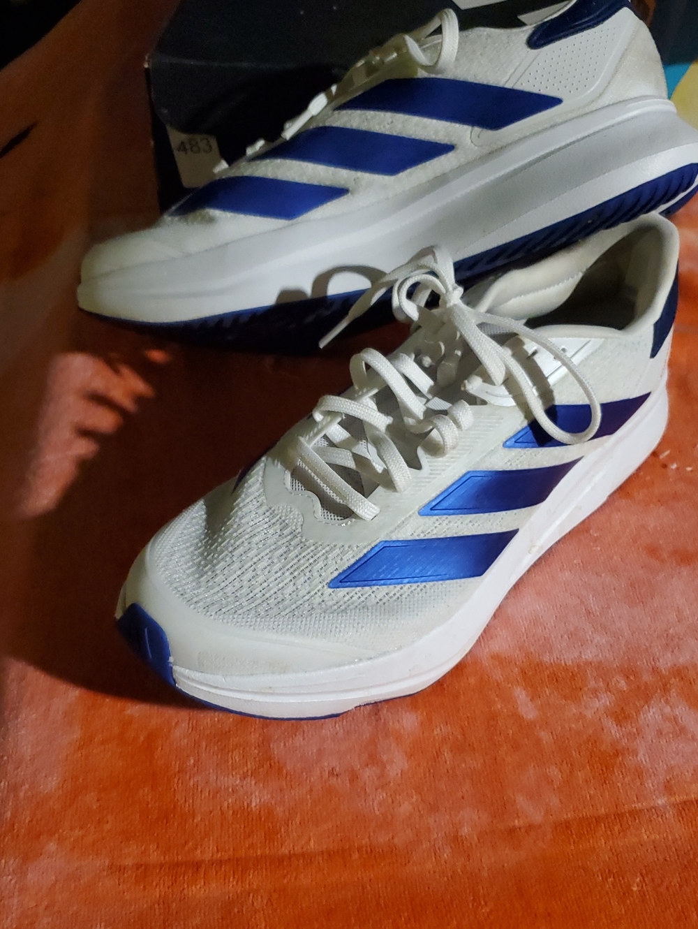 adidas Men’s White and Blue Athletic Sneakers